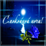 Открытка спокойной ночи с синей розой
