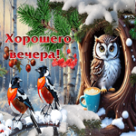 Снежная кристальная открытка Хорошего вечера