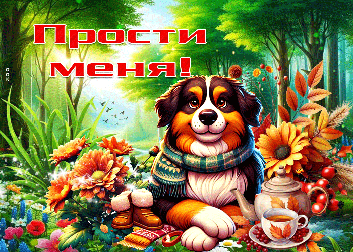 Postcard безмятежная осенняя гиф-открытка прости меня