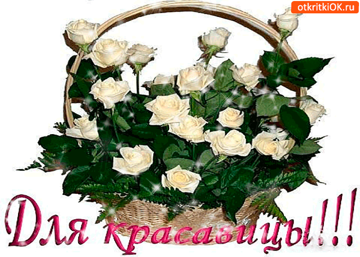 Картинка для красавицы корзина белых роз
