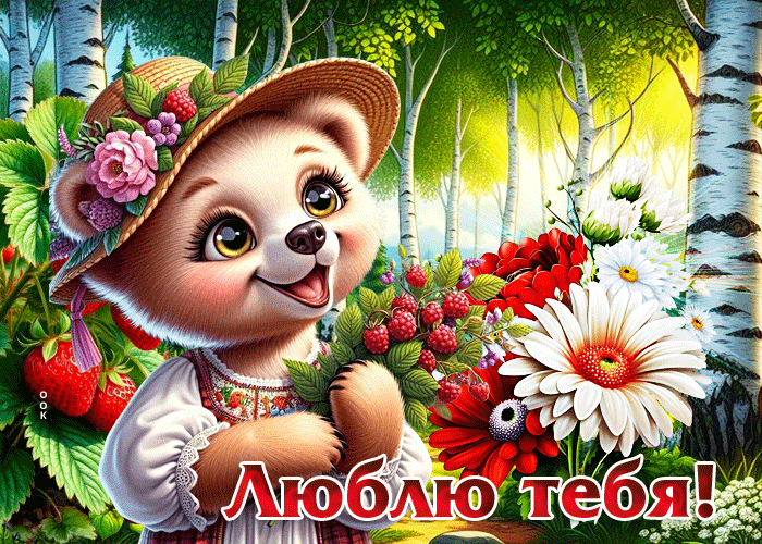 Postcard добрая летняя гиф-открытка люблю тебя