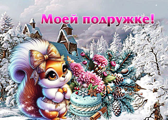 Postcard добродушная зимняя гиф-открытка моей подружке!