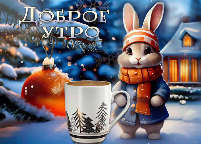 Postcard доброжелательная и улыбчивая открытка с зайкой доброе утро