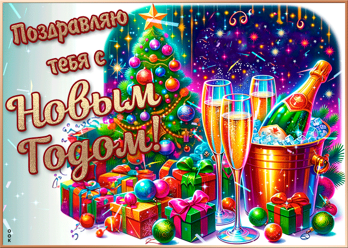 Postcard дружелюбная и веселая открытка поздравляю тебя с новым годом!