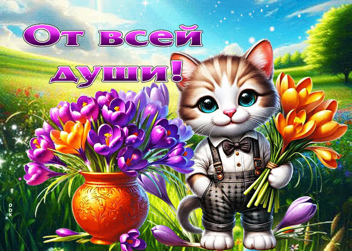 Picture душевная и трепетная весенняя гиф-открытка с цветами от всей души