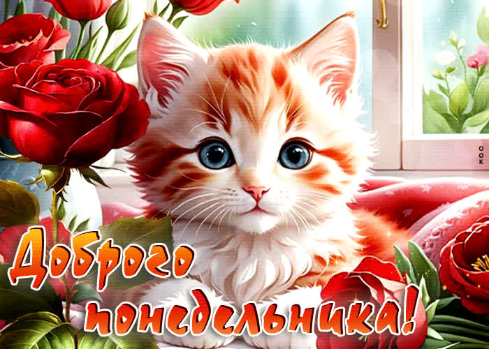 Postcard душевная яркая гиф-открытка доброго понедельника