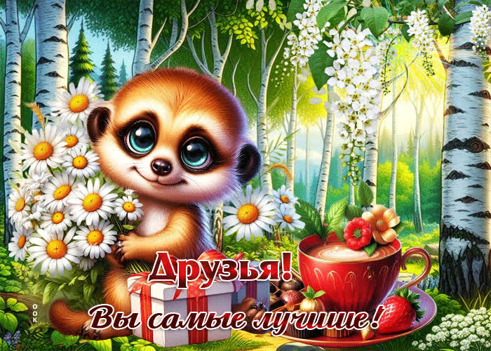 Postcard гиф-открытка друзья! вы самые лучшие