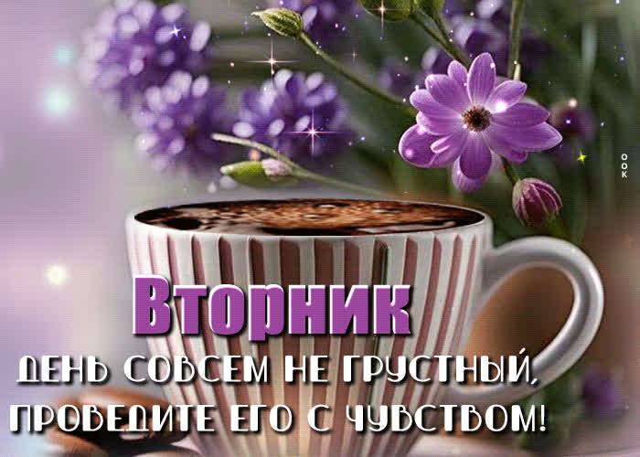 Picture гиф-открытка вторник день совсем не грустный, проведи его с чувством