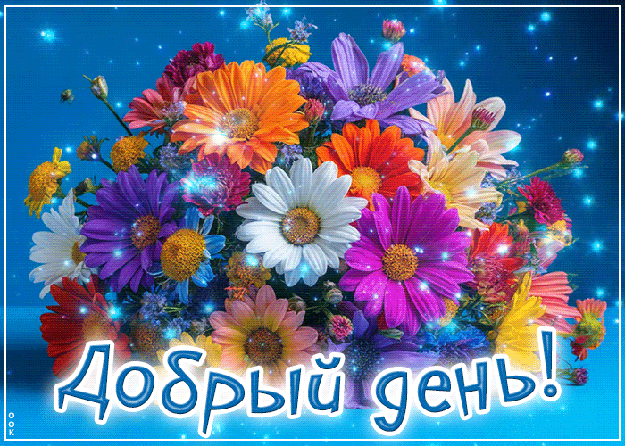 Postcard игривая и светлая цветочная гиф-открытка добрый день