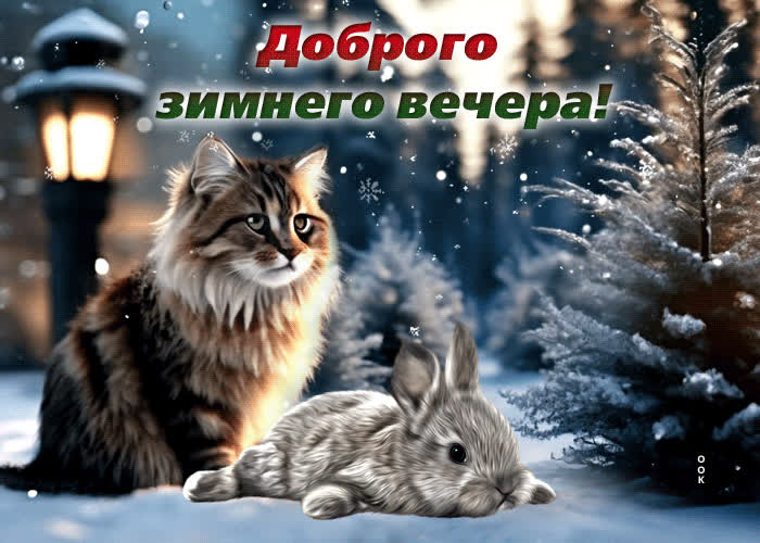 Postcard интересно-загадочная гиф-открытка доброго зимнего вечера