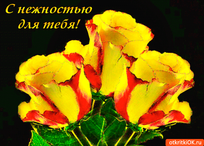 Открытка желтые цветы с нежностью