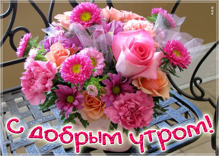 Открытка картинка доброе утро с розовыми цветами