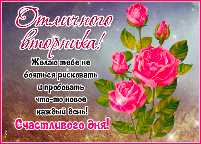 Postcard красивая открытка отличного вторника! счастливого дня!
