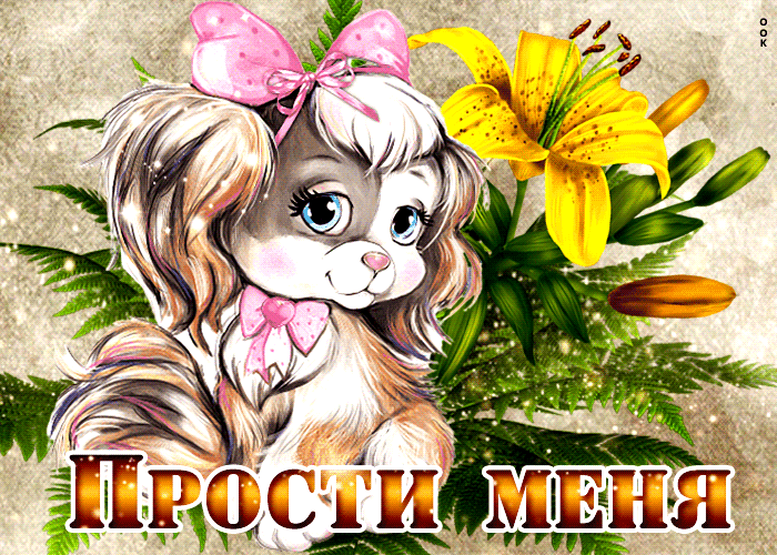 Открытка красивая открытка прости меня с собачкой