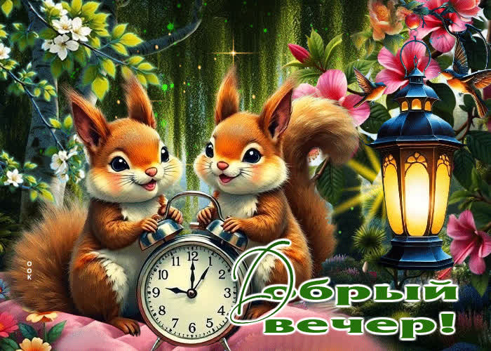 Picture красочная и искрящаяся весенняя гиф-открытка добрый вечер