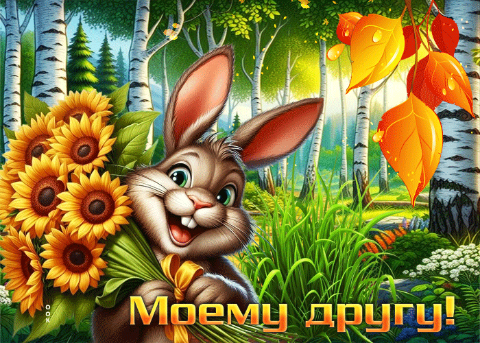 Postcard ласковая осенняя гиф-открытка моему другу