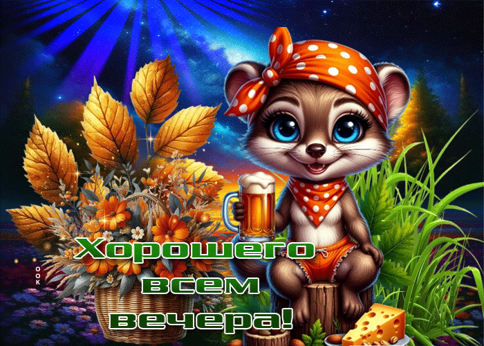 Picture ласковая осенняя гиф-открытка хорошего всем вечера