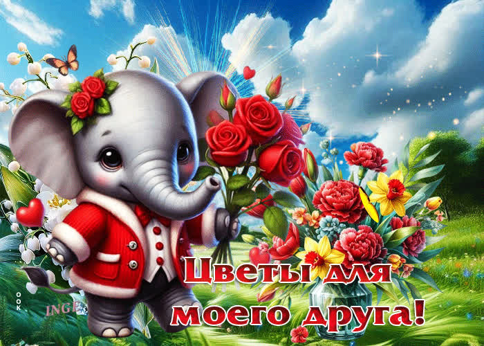 Postcard ласковая весенняя гиф-открытка цветы для моего друга