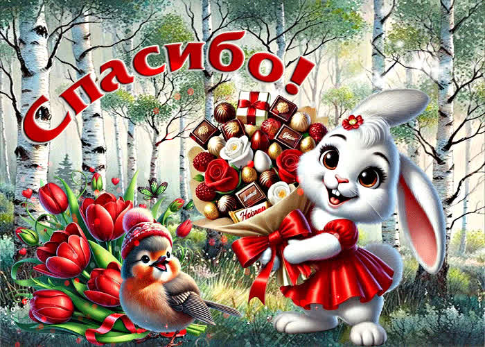 Picture ласковая весенняя гиф-открытка спасибо