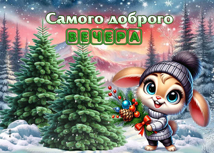 Postcard ласковая зимняя гиф-открытка самого доброго вечера