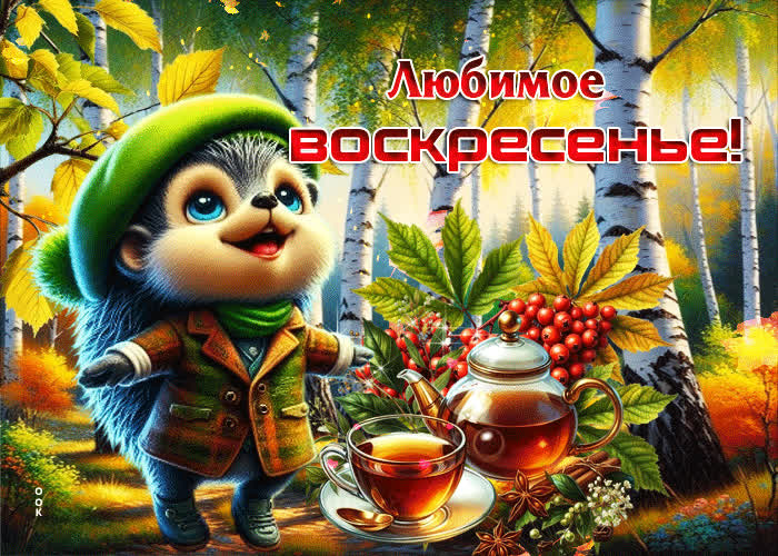 Postcard лёгкая, милая осенняя гифка любимое воскресенье