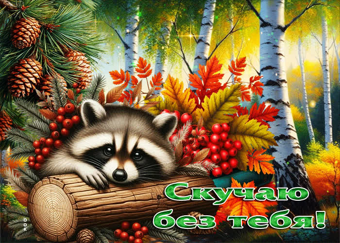 Postcard милая осенняя гифка скучаю без тебя