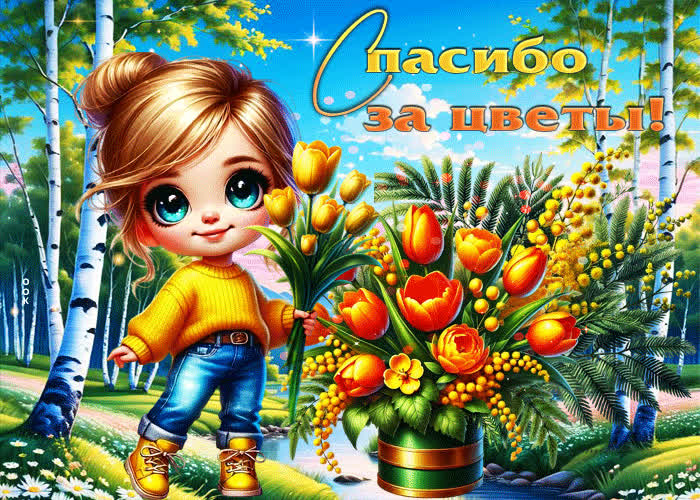 Postcard мягкая весенняя открытка спасибо за цветы