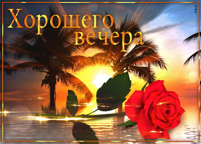 Picture необычная открытка хорошего вечера! с пальмами