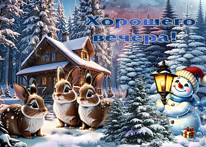 Postcard нежнейшая зимняя гиф-открытка хорошего вечера