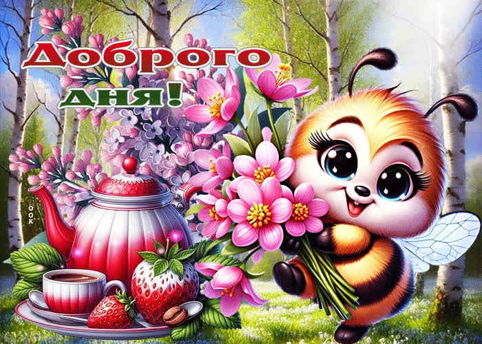 Postcard очаровательная и радужная весенняя гиф-открытка доброго дня