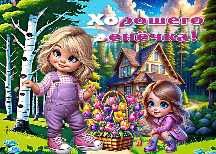 Postcard переливающаяся весенняя гиф-открытка хорошего денечка!