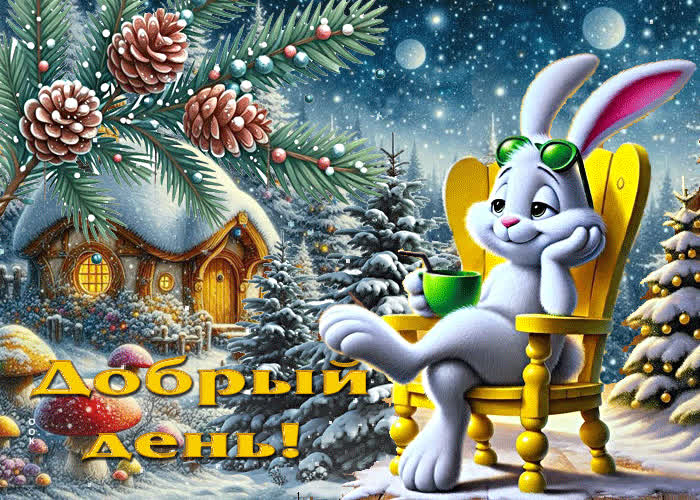 Postcard пленительная зимняя гиф-открытка добрый день