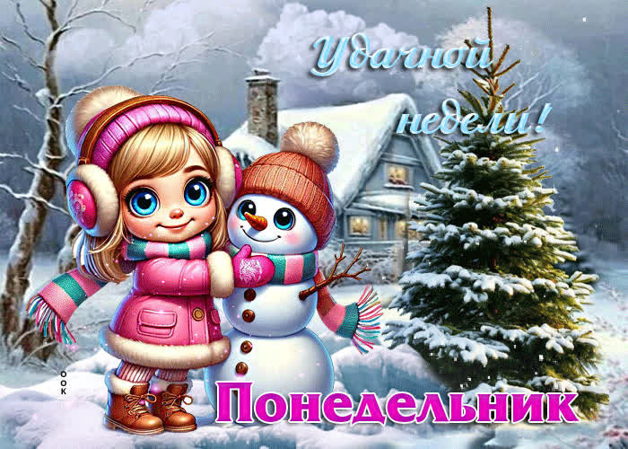 Postcard пленительная зимняя гиф-открытка удачной недели. понедельник