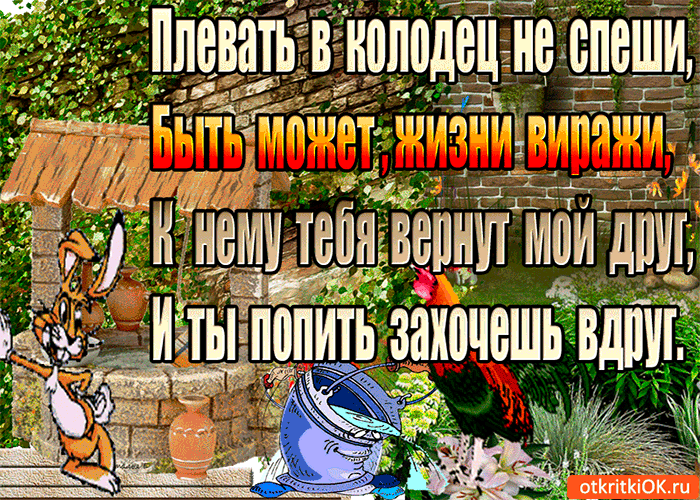 Картинка плевать в колодец не спеши
