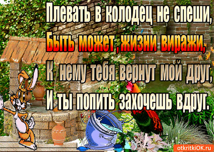 Картинка плевать в колодец не спеши