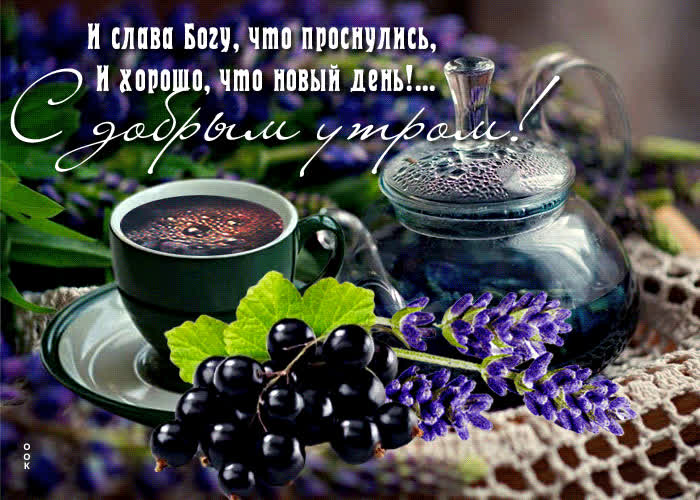 Postcard поэтичная открытка с добрым утром! с чаем и ягодами