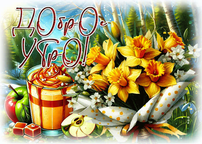 Postcard позитивная и уютная весенняя гиф-открытка доброе утро