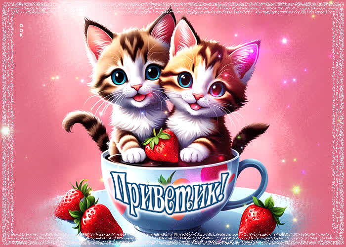 Picture прекрасная открытка с котятами приветик