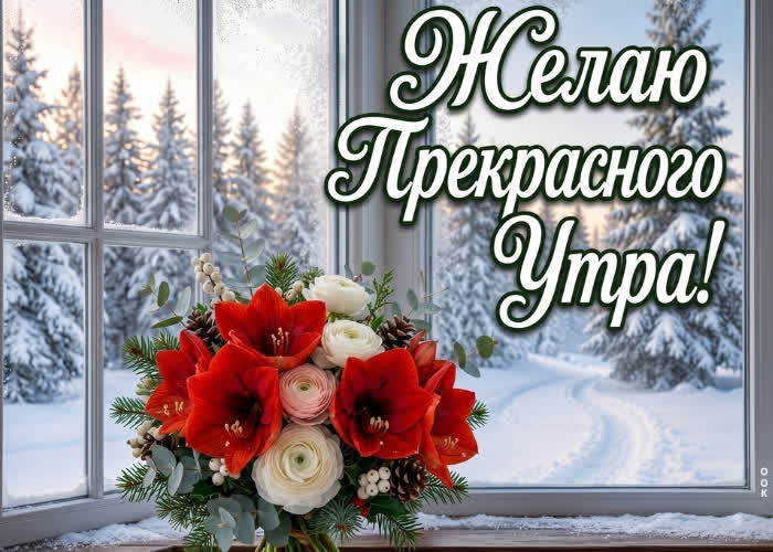 Postcard прекрасное зимнее утро за окном
