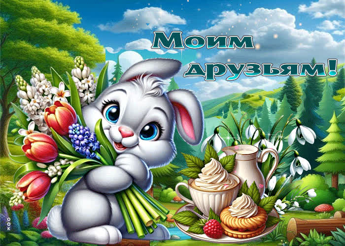 Picture приветливая и радостная весенняя гиф-открытка моим друзьям