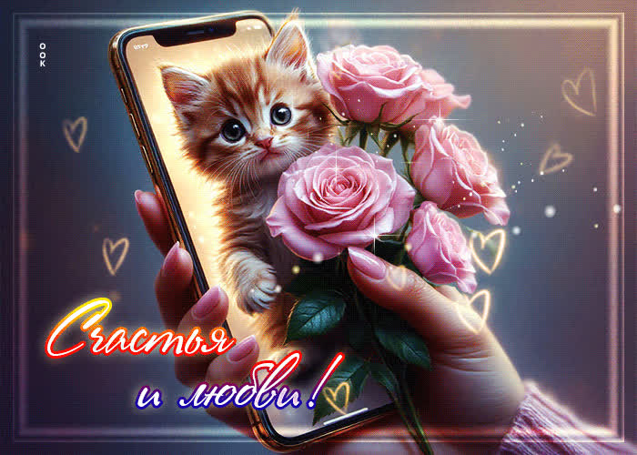 Postcard радужная гиф-открытка счастья и любви