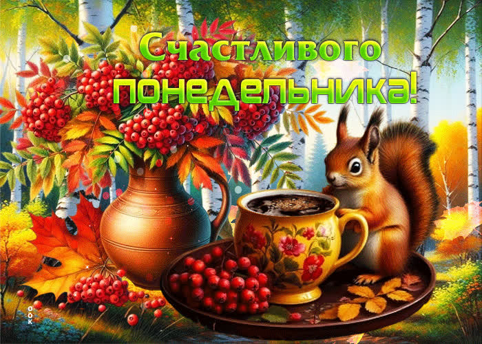 Postcard радужная, милая осенняя гифка счастливого понедельника