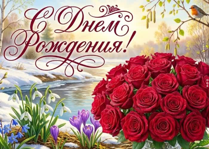 Postcard с днём рождения! пусть весна принесёт гармонию, радость и исполнение самых красивых желаний.