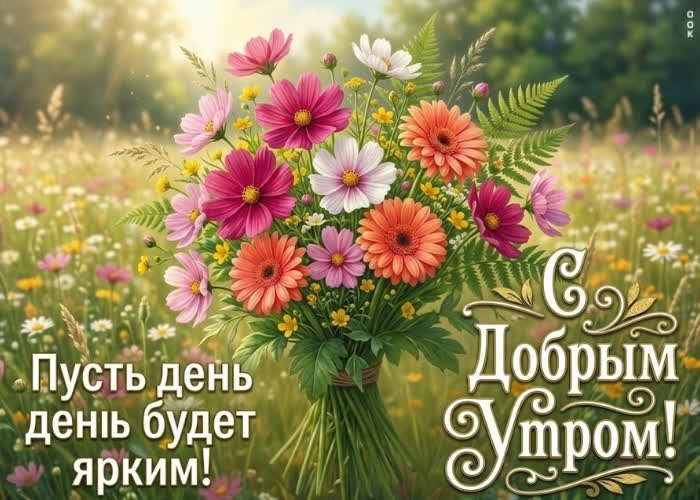 Postcard с добрым утром! пусть новый день распускается яркими красками