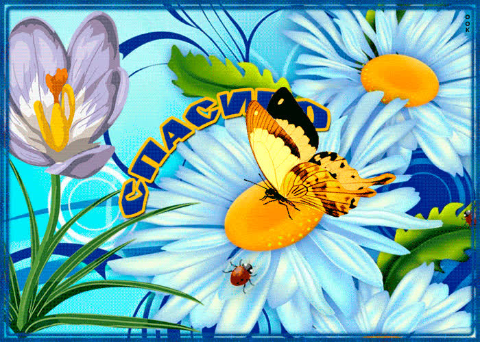 Картинка с цветами и словами благодарности