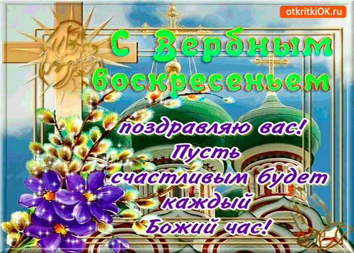 Открытка с вербным воскресеньем поздравляю сегодня всех вас