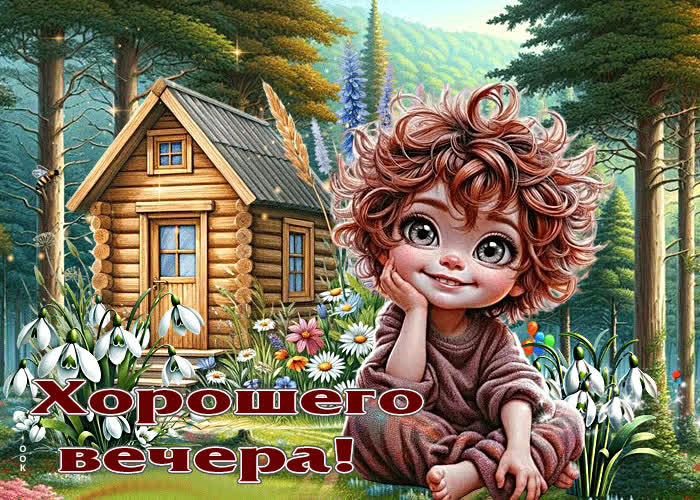 Postcard счастливая весенняя гиф-открытка хорошего вечера