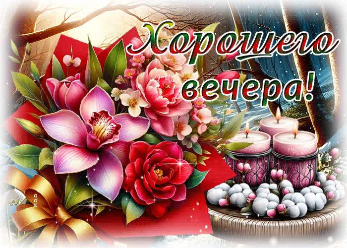 Postcard симпатичная гиф-открытка хорошего вечера