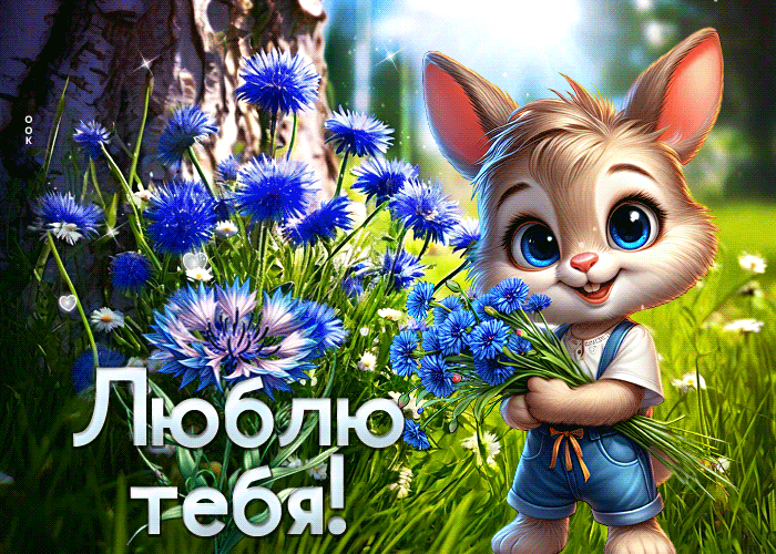 Postcard сияющая летняя гиф-открытка люблю тебя