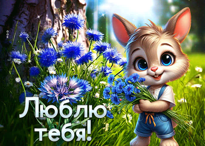 Postcard сияющая летняя гиф-открытка люблю тебя